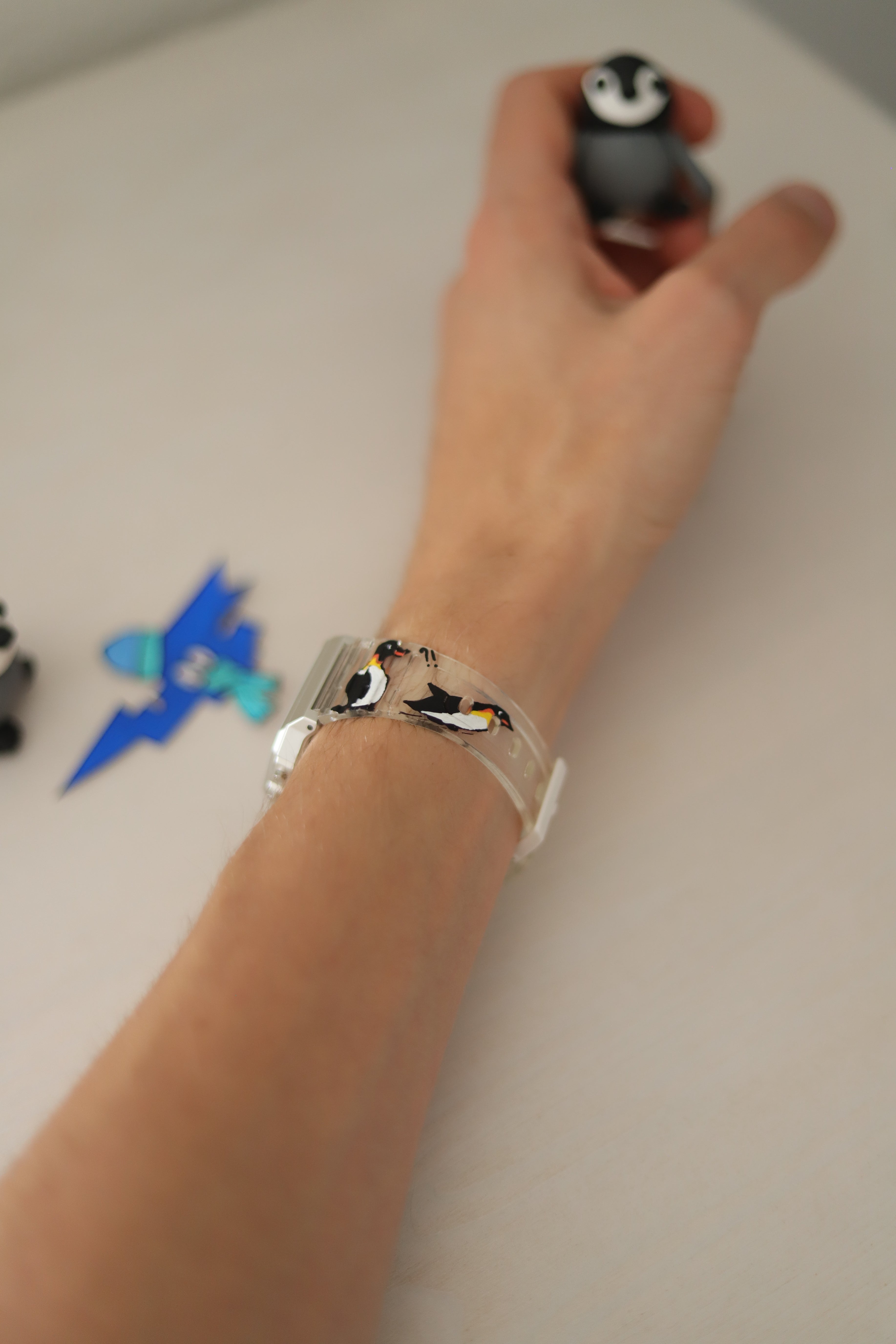 Casio F-91WS 'Pingouins' - Montre customisée à la main
