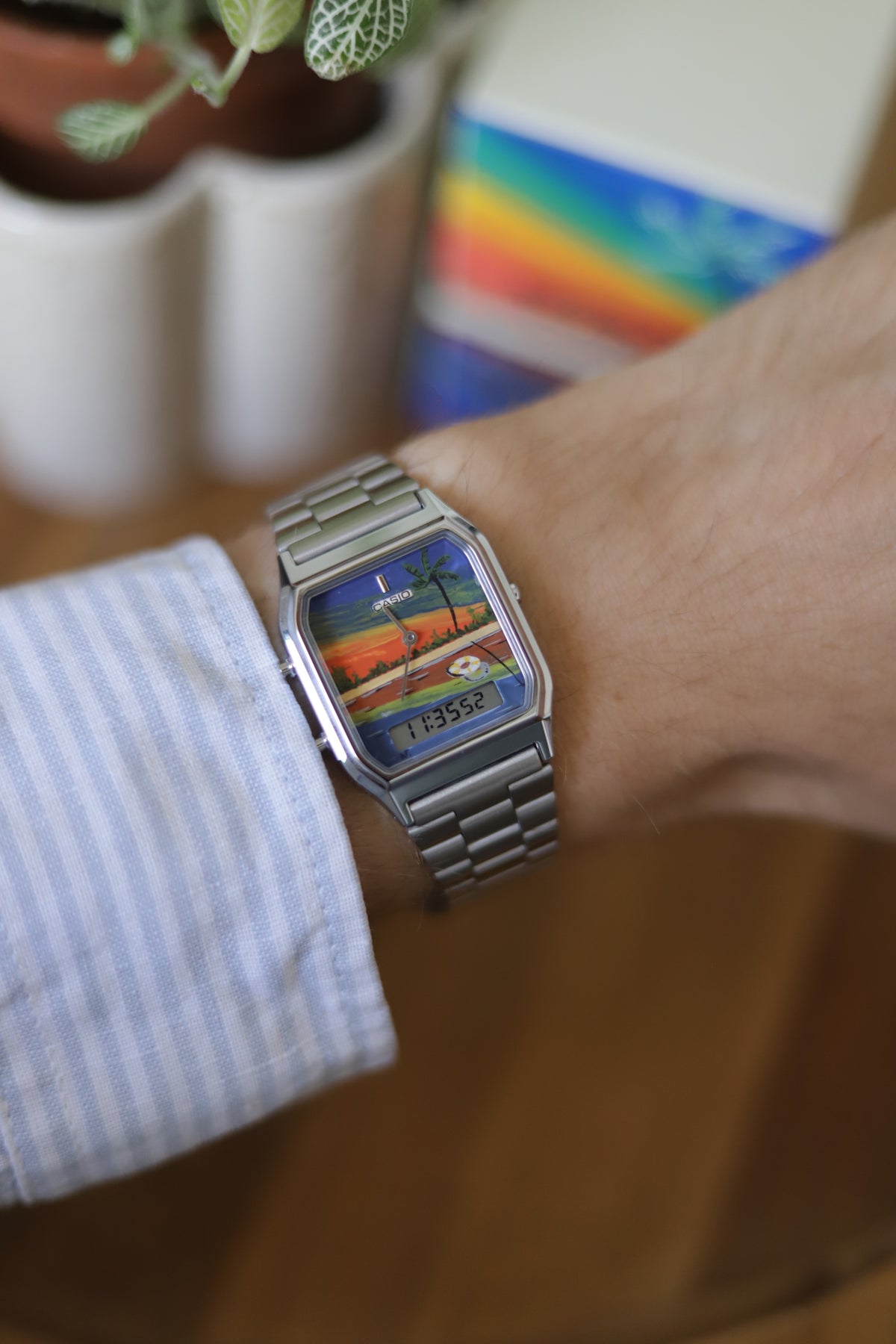 Casio 'Pool Chilling' - Montre peinte à la main