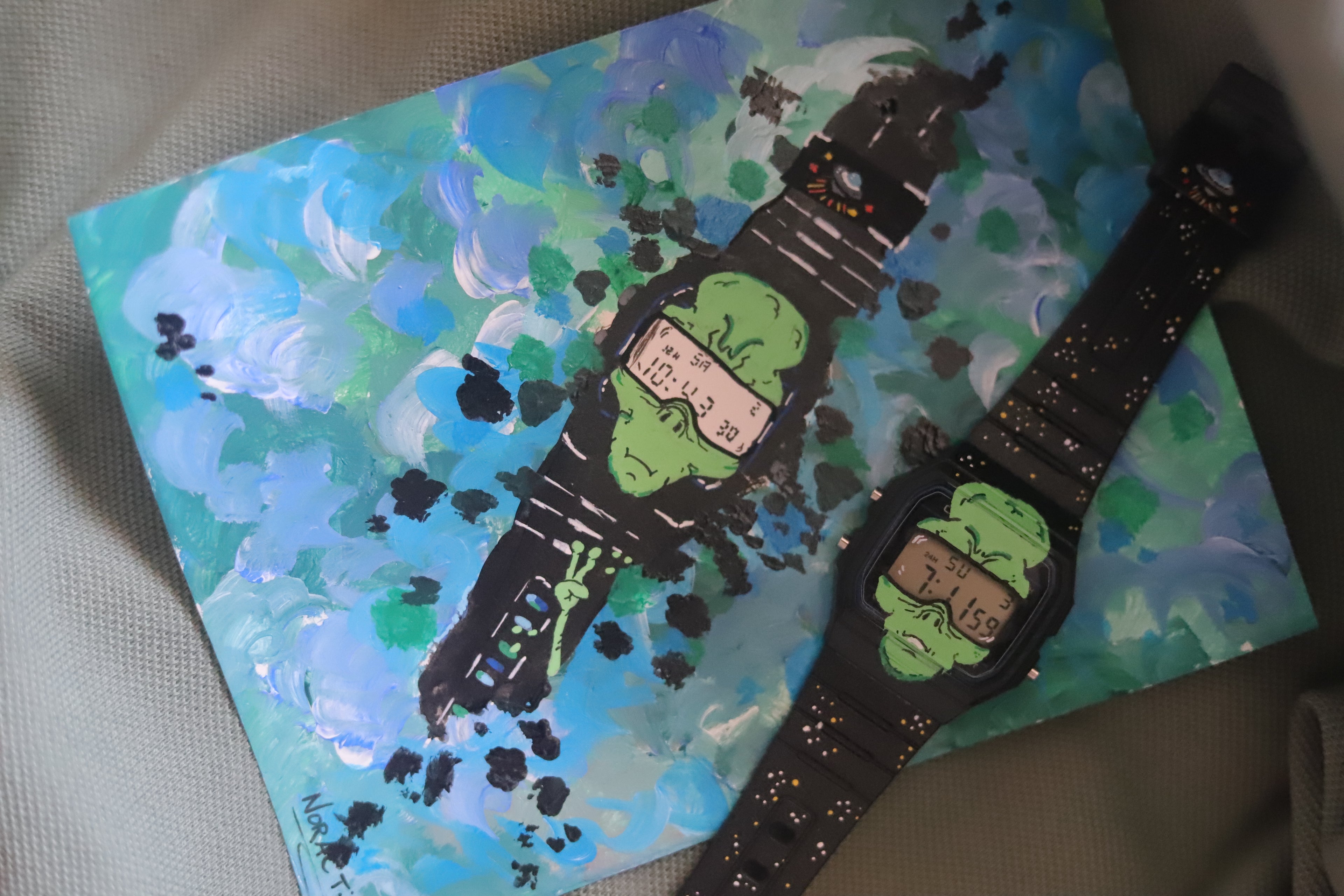 Casio F-91 Alien - Hand Customized