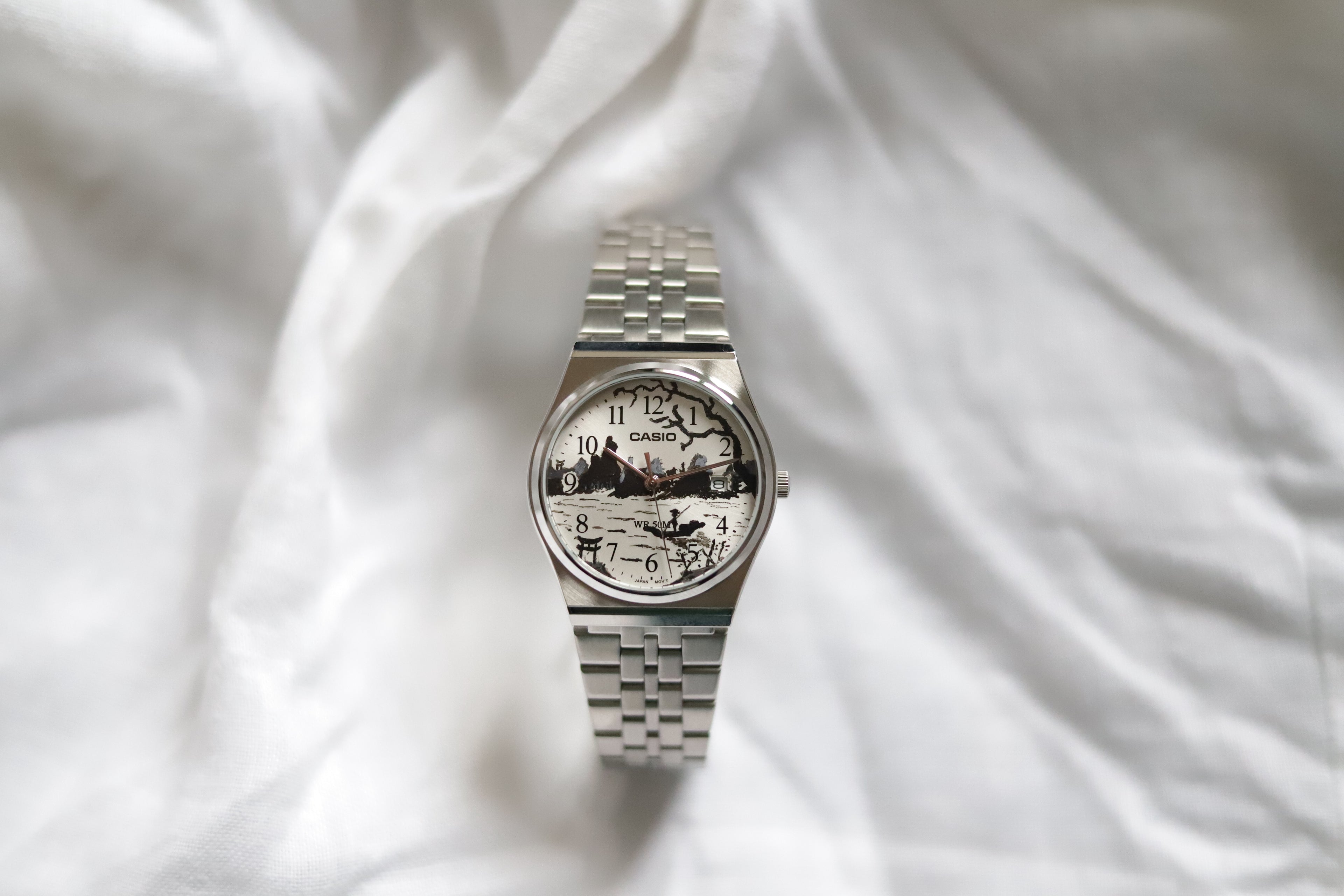 Montre Casio 'Paysage japonais' peinte à la main par NoracTime