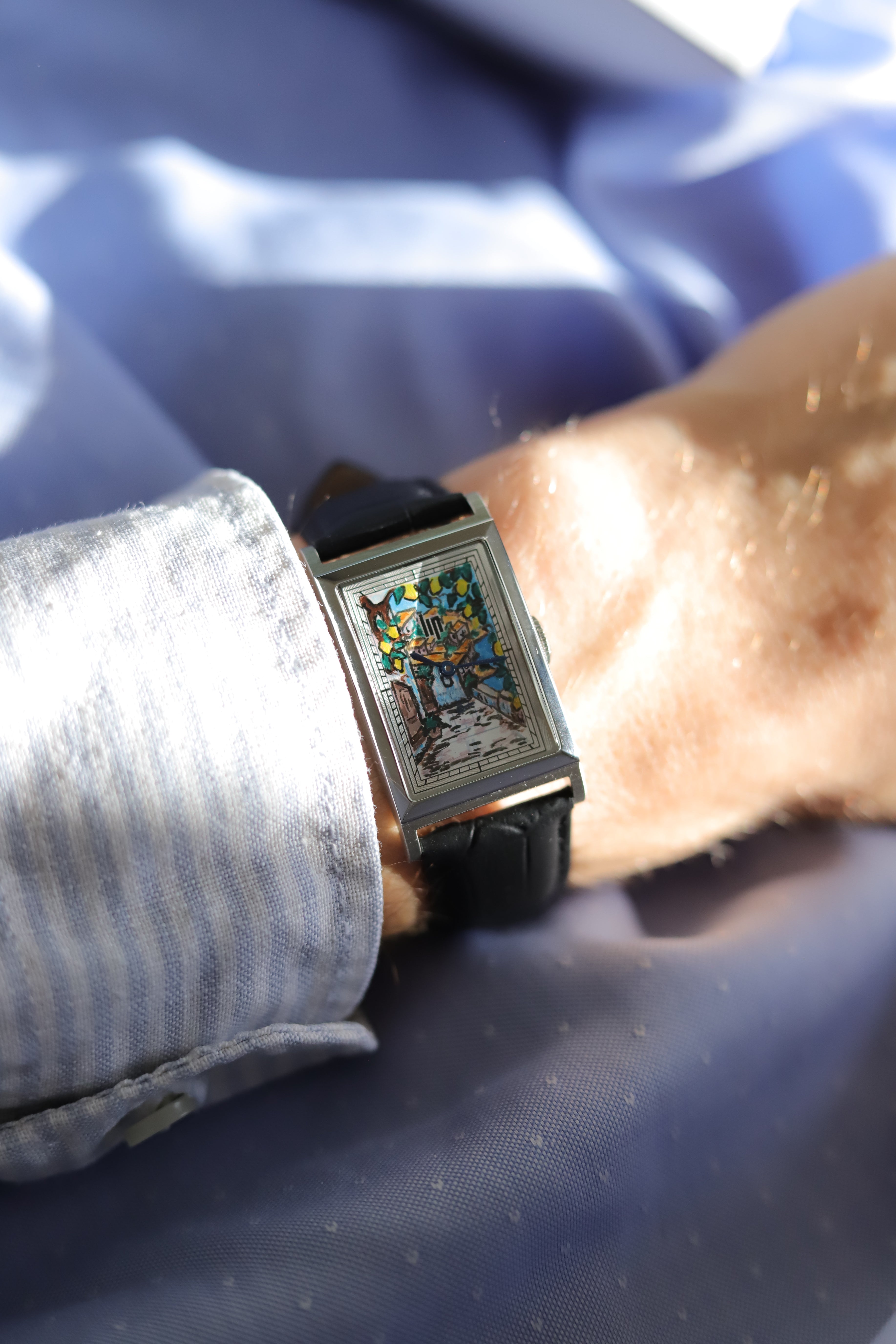 Montre Lip Côte d'Azur peinte à la main par NoracTime 