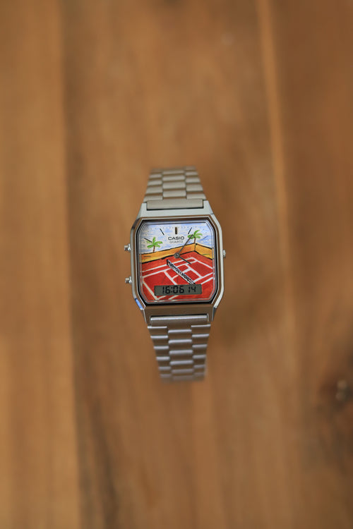 Casio 'Tennis court' Montre peinte à la main