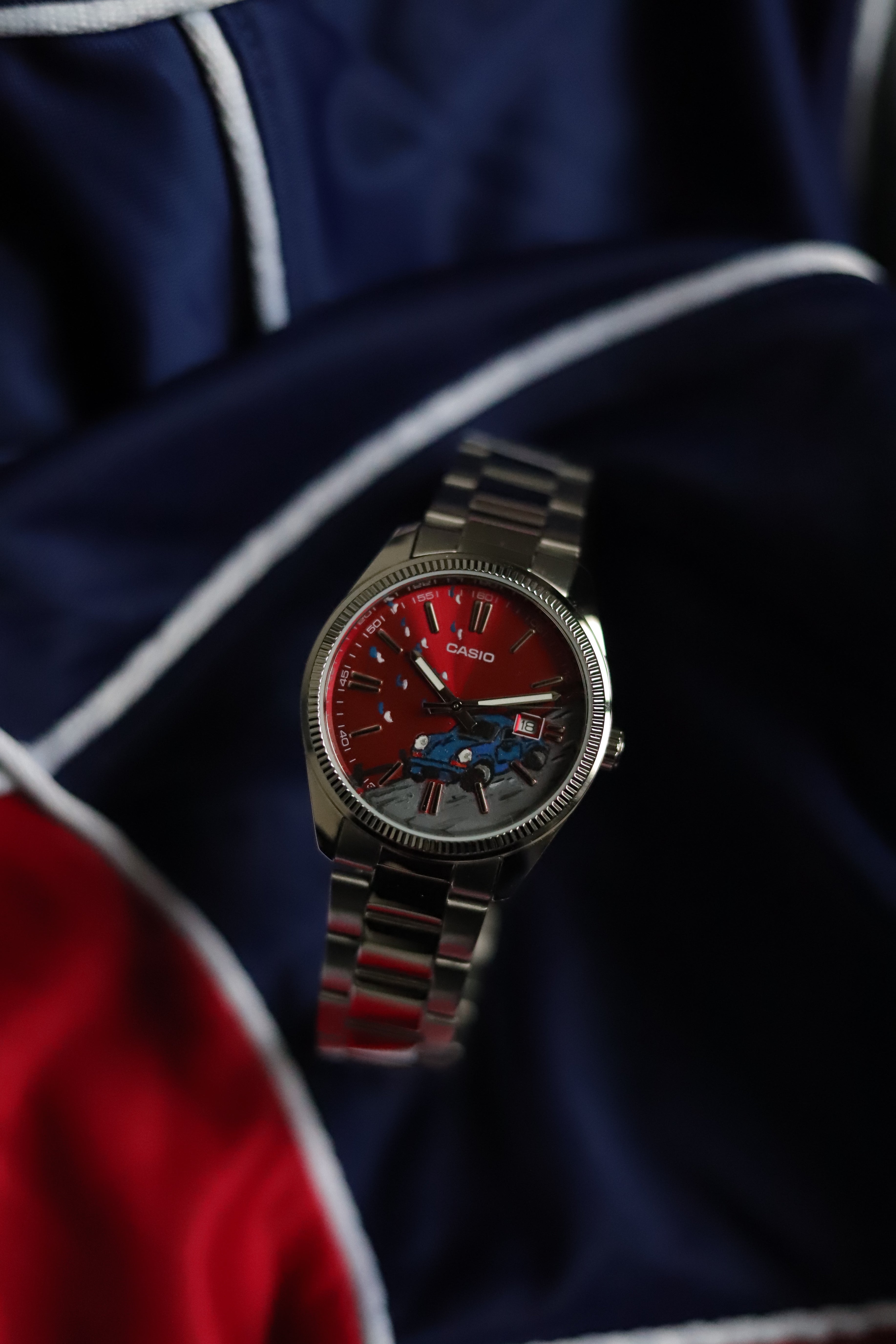 Montre personnalisée peinte à la main Casio balade en voiture