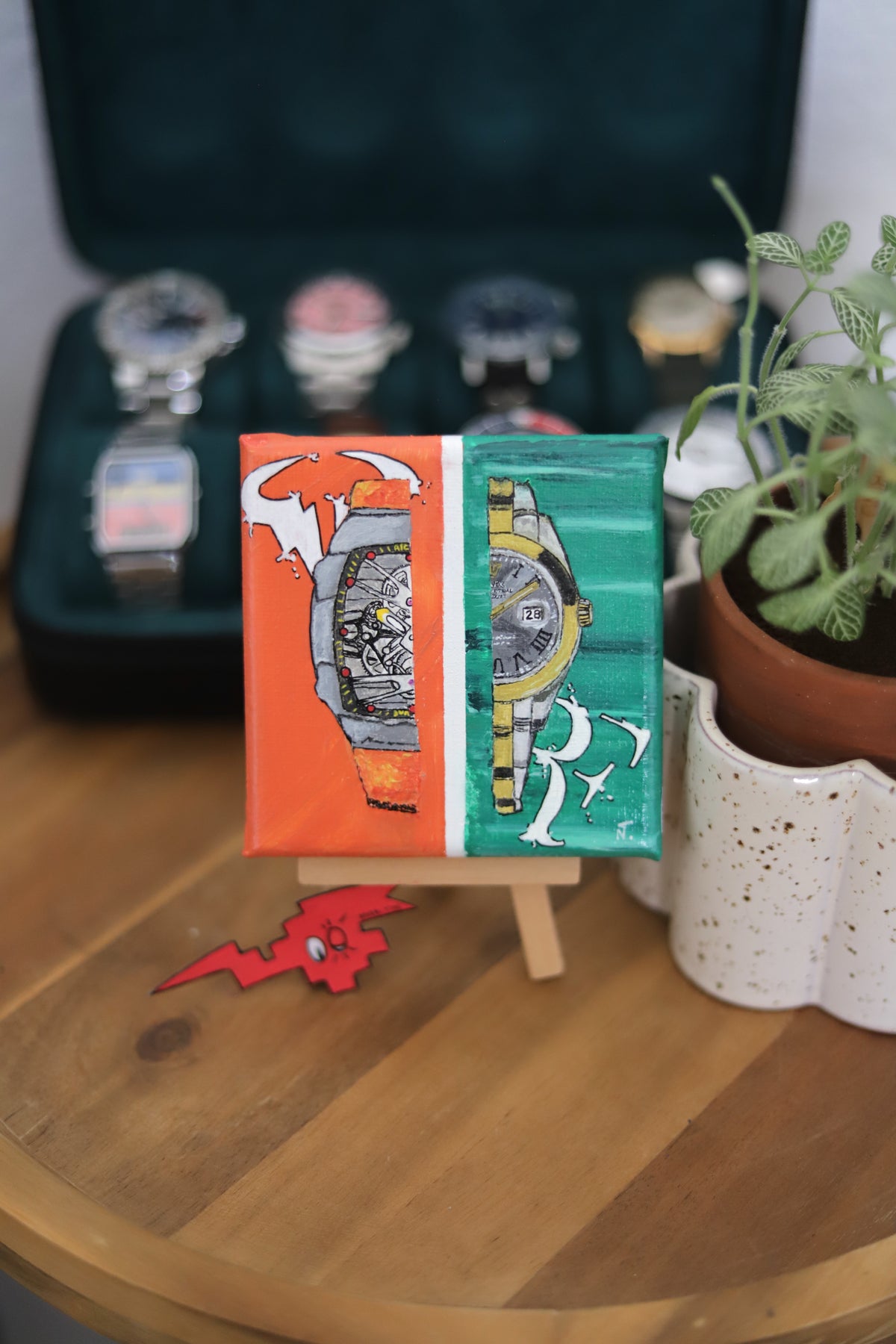 Painting of famous watches by NoracTime: RM 27-02 and Rolex Wimbledon