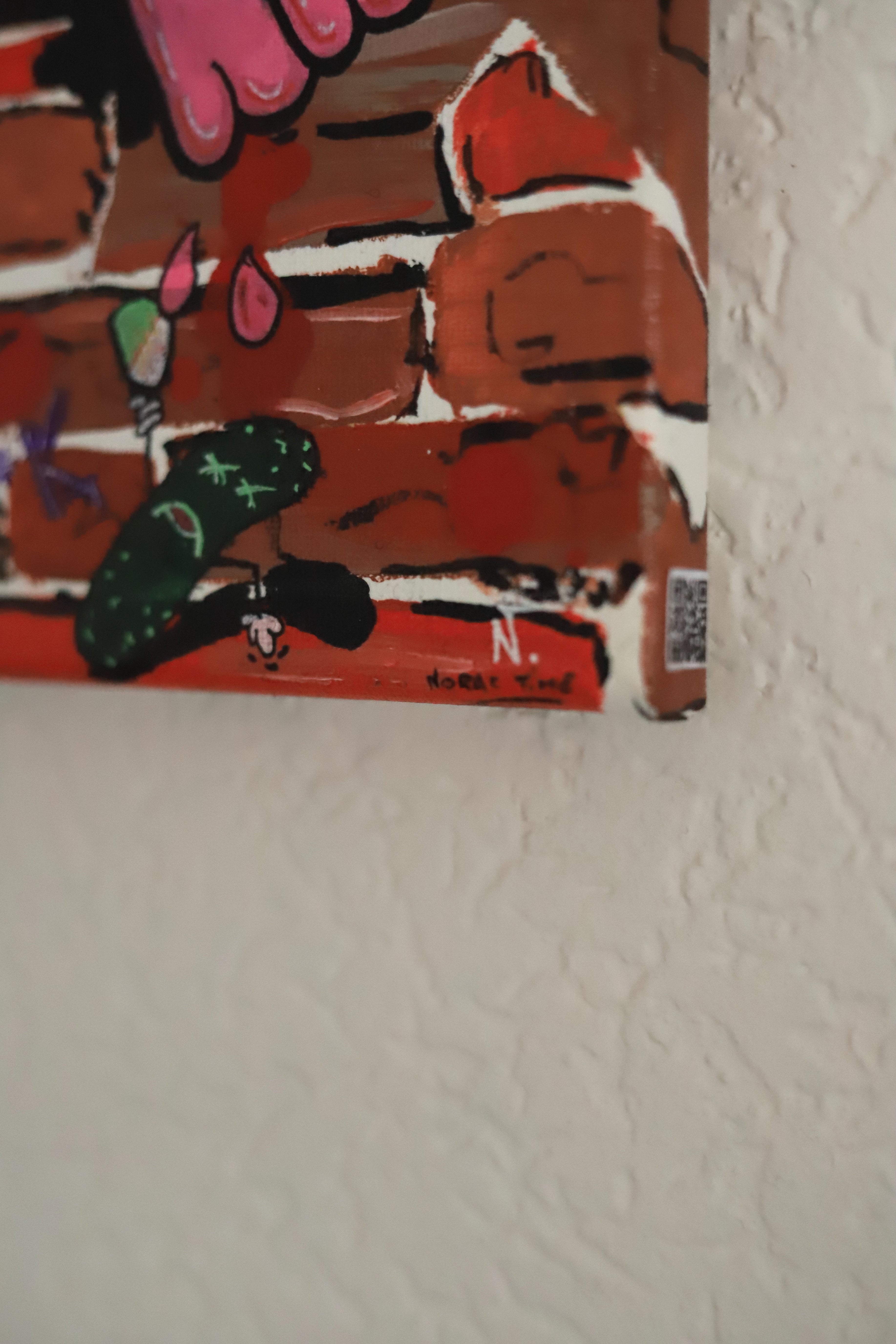 Painting "DON'T OVERTHINK" – Original mixed media artwork with Casio F-91W