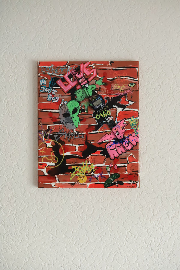 Painting "DON'T OVERTHINK" – Original mixed media artwork with Casio F-91W